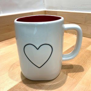 Rae Dunn Heart White & Red Ceramic Mug